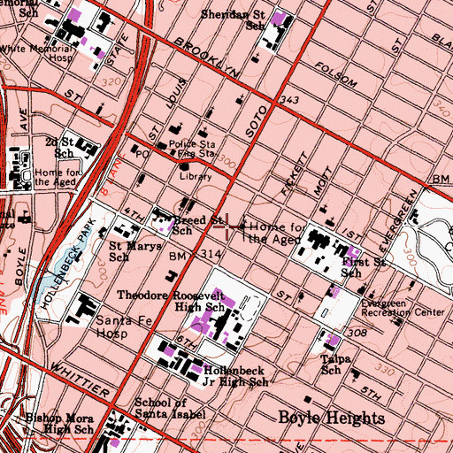 Topographic Map of Severa Synagogue, CA