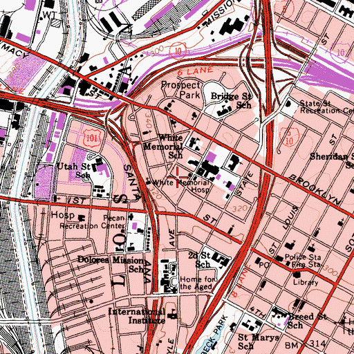 Topographic Map of Spanish Seventh Day Adventist Church, CA