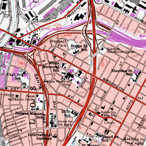 Topographic Map of White Memorial Church of Seventh Day Adventists, CA
