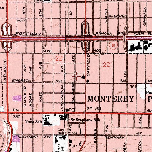 Topographic Map of Christ Lutheran Church, CA