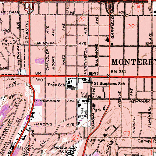 Topographic Map of Saint Stephen Catholic Church, CA