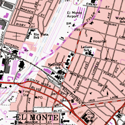 Topographic Map of First United Methodist Church, CA
