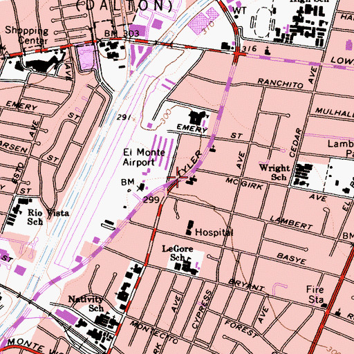 Topographic Map of Immanuel Episcopal Church, CA