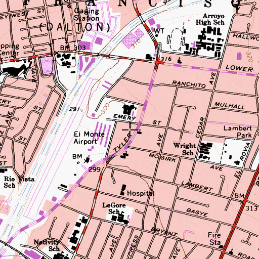 Topographic Map of Santa Anita Christian Academy, CA