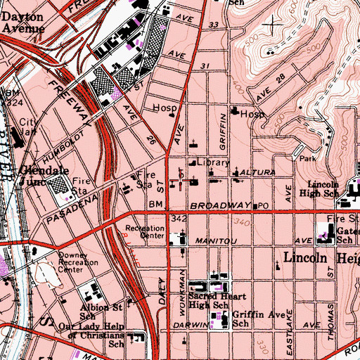 Topographic Map of Asbury United Methodist Church, CA