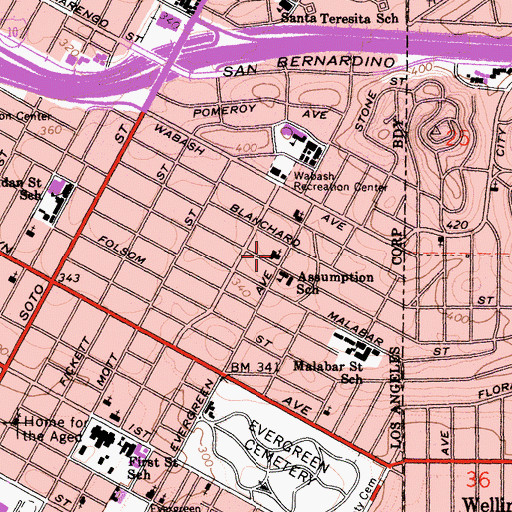Topographic Map of Assumption Roman Catholic Church, CA