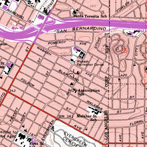 Topographic Map of Congregation Bnai Jacob, CA