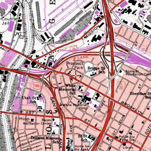 Topographic Map of Divine Savior Presbyterian Church, CA