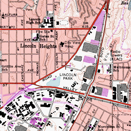 Topographic Map of East Los Angeles Skills Center, CA