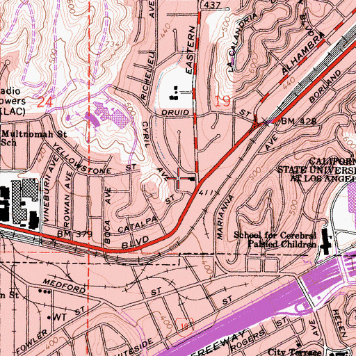Topographic Map of City of Los Angeles Fire Department Station 16, CA