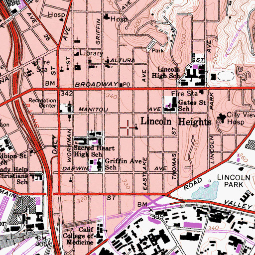 Topographic Map of First American Indian Church, CA