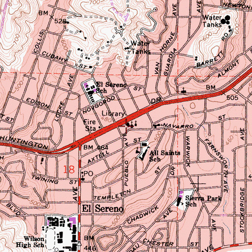 Topographic Map of Kingdom Hall of Jehovahs Witnesses, CA