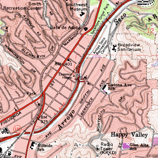 Topographic Map of Montecito Park Union Church, CA