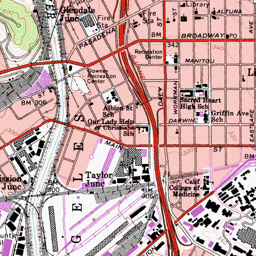 Topographic Map of Our Lady Help of Christians Church, CA