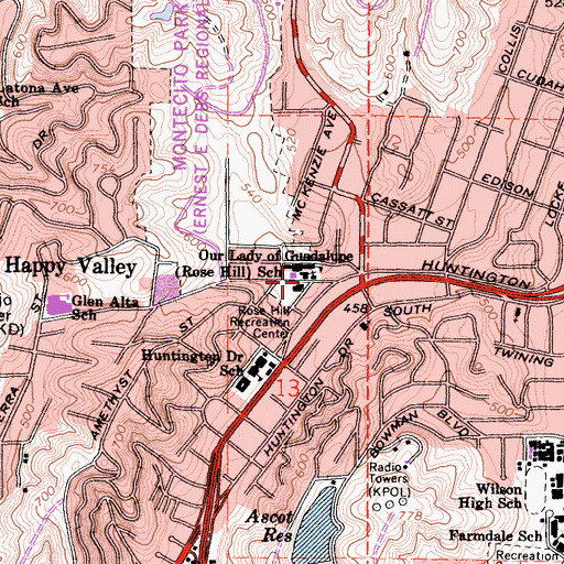 Topographic Map of Our Lady of Guadalupe Roman Catholic Church, CA