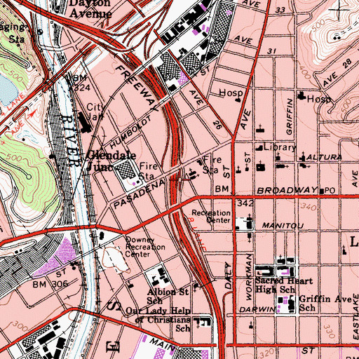 Topographic Map of Primera Church of the Nazarene, CA