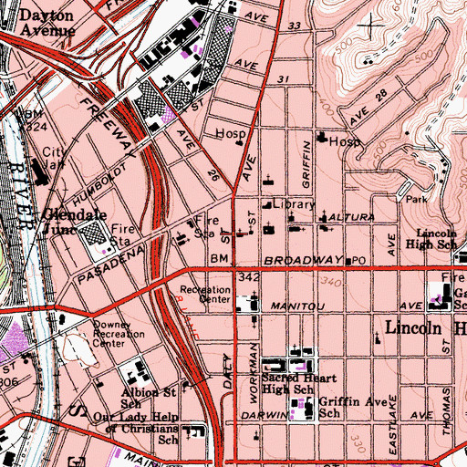 Topographic Map of Workman Street Church of Christ, CA