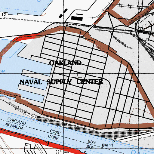 Topographic Map of Oakland Naval Supply Center (historical), CA