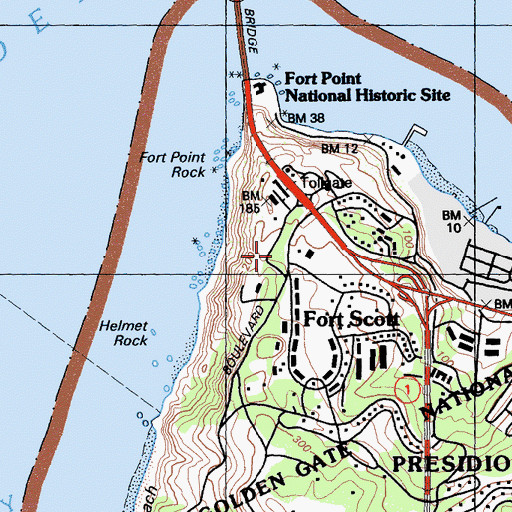 Topographic Map of Battery Boutelle (historical), CA