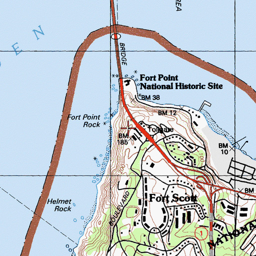 Topographic Map of Battery Cranston (historical), CA
