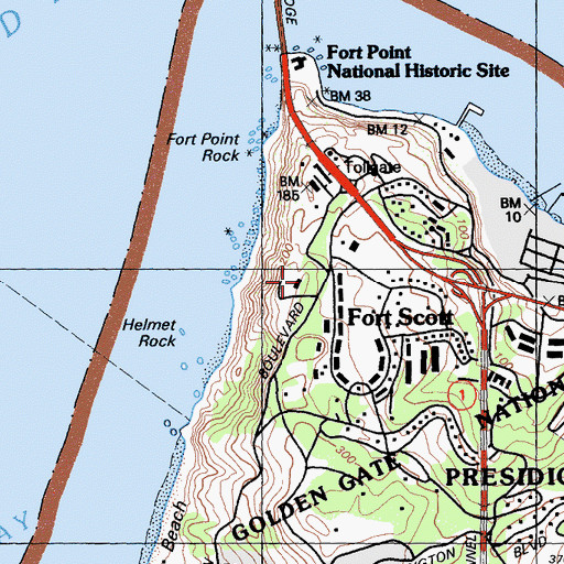 Topographic Map of Battery Godfrey (historical), CA