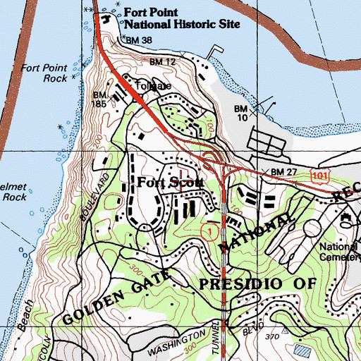 Topographic Map of Battery Howe-Wagner (historical), CA