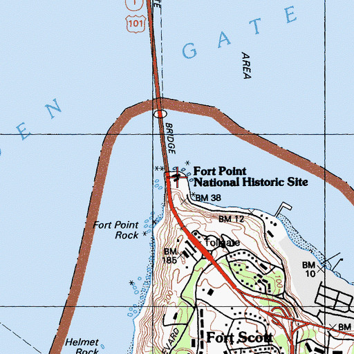 Topographic Map of Fort Point (historical), CA