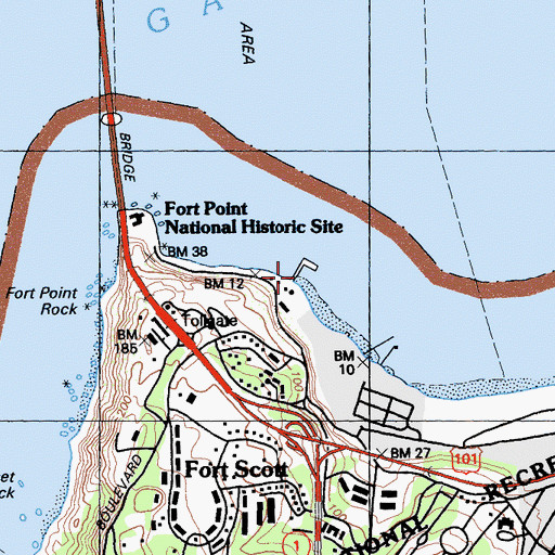 Topographic Map of Fort Point Wharf, CA