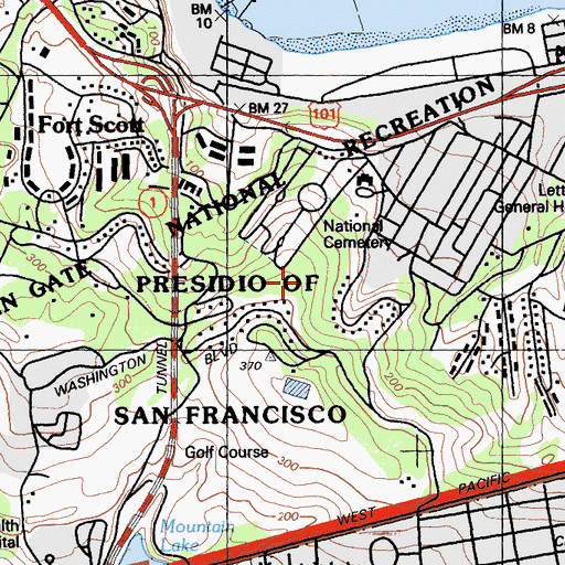 Topographic Map of Presidio Military Reservation (historical), CA