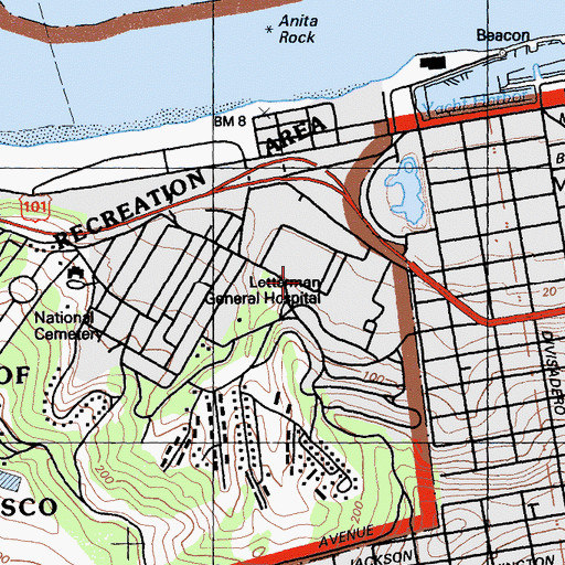 Topographic Map of Thoreau Center for Sustainability, CA
