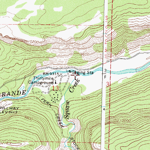 Topographic Map of Squaw Creek, CO