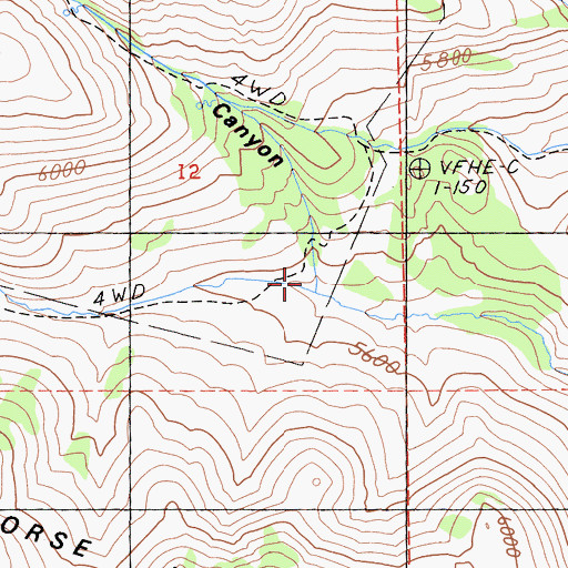 Topographic Map of Cottonwood Canyon, CA