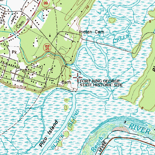 Topographic Map of Fort King George State Historic Site, GA