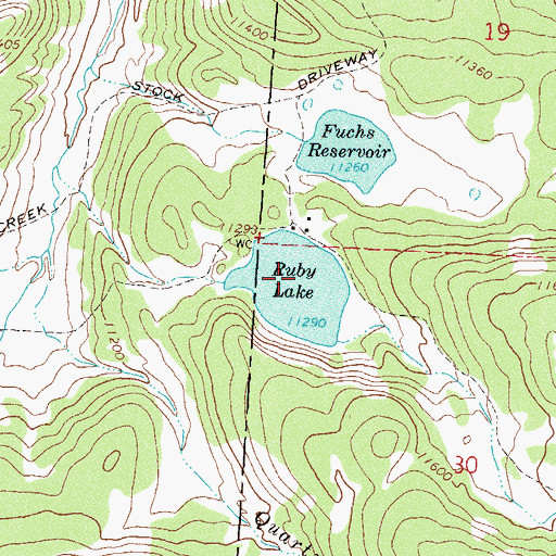Topographic Map of Ruby Lake, CO