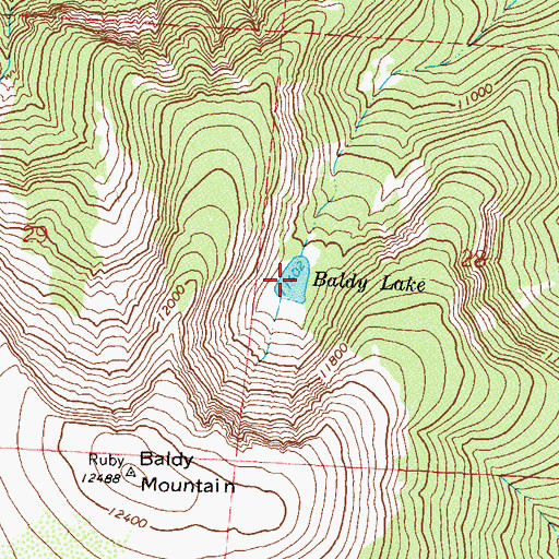 Topographic Map of Baldy Lake, CO