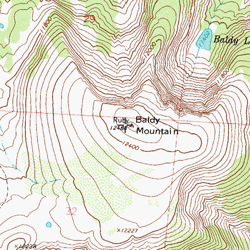 Topographic Map of Baldy Mountain, CO