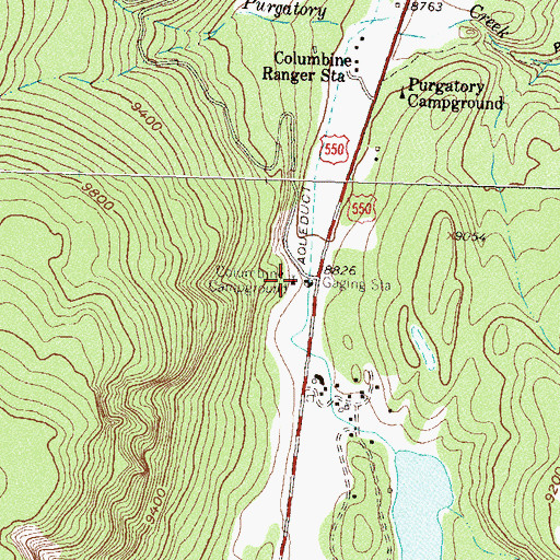 Topographic Map of Columbine Campground, CO