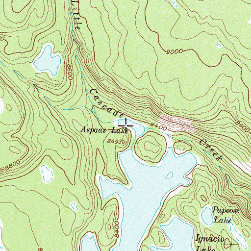 Topographic Map of Aspaas Lake, CO