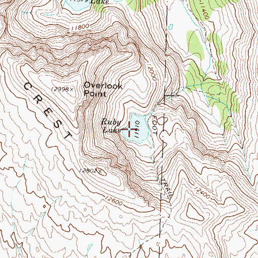 Topographic Map of Ruby Lake, CO
