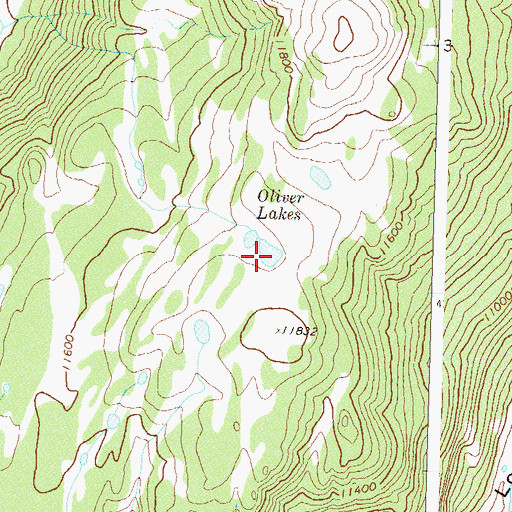 Topographic Map of Oliver Lakes, CO