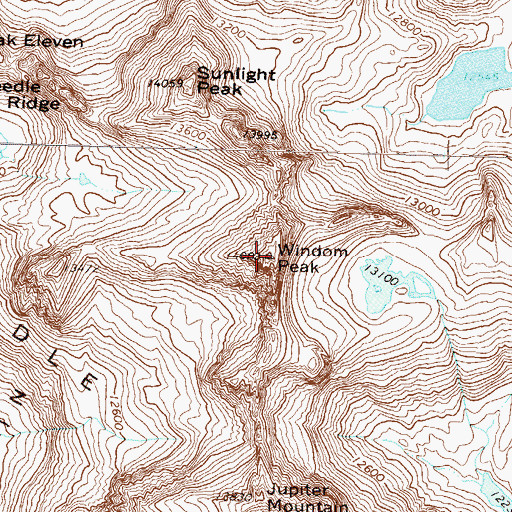 Topographic Map of Windom Peak, CO