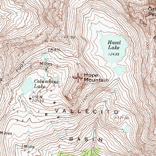 Topographic Map of Hope Mountain, CO