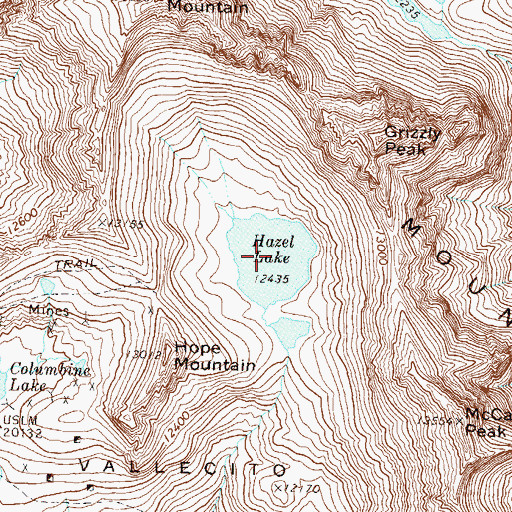 Topographic Map of Hazel Lake, CO