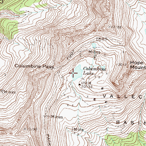 Topographic Map of Columbine Lake, CO