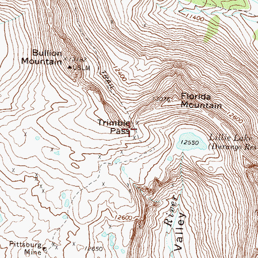 Topographic Map of Trimble Pass, CO