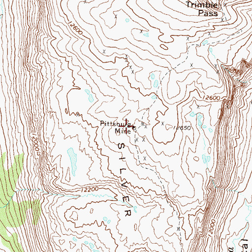 Topographic Map of Pittsburg Mine, CO