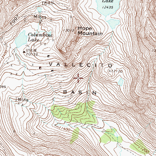 Topographic Map of Vallecito Basin, CO