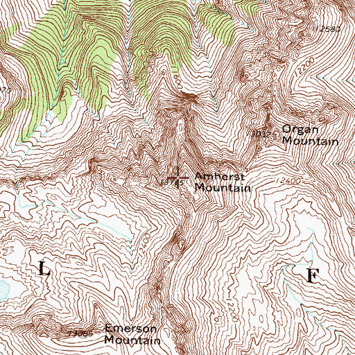 Topographic Map of Amherst Mountain, CO
