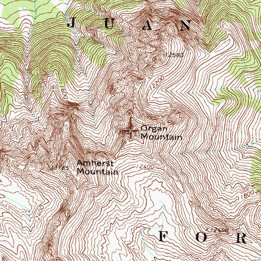 Topographic Map of Organ Mountain, CO