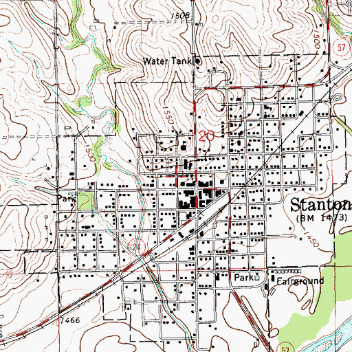Topographic Map of Stanton Public Library, NE
